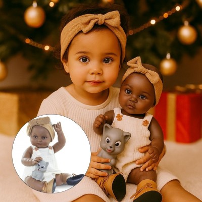 Magic baby Παιδική κούκλα μωρό "Alicia με καφέ κορδέλα και αξεσουάρ"-45εκ. (MB46626)