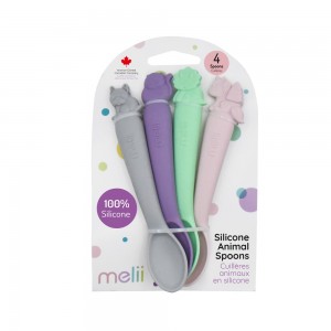 Melii – Κουτάλια Σιλικόνης με Ζωάκια 4 τεμ Ροζ (MEL28000)