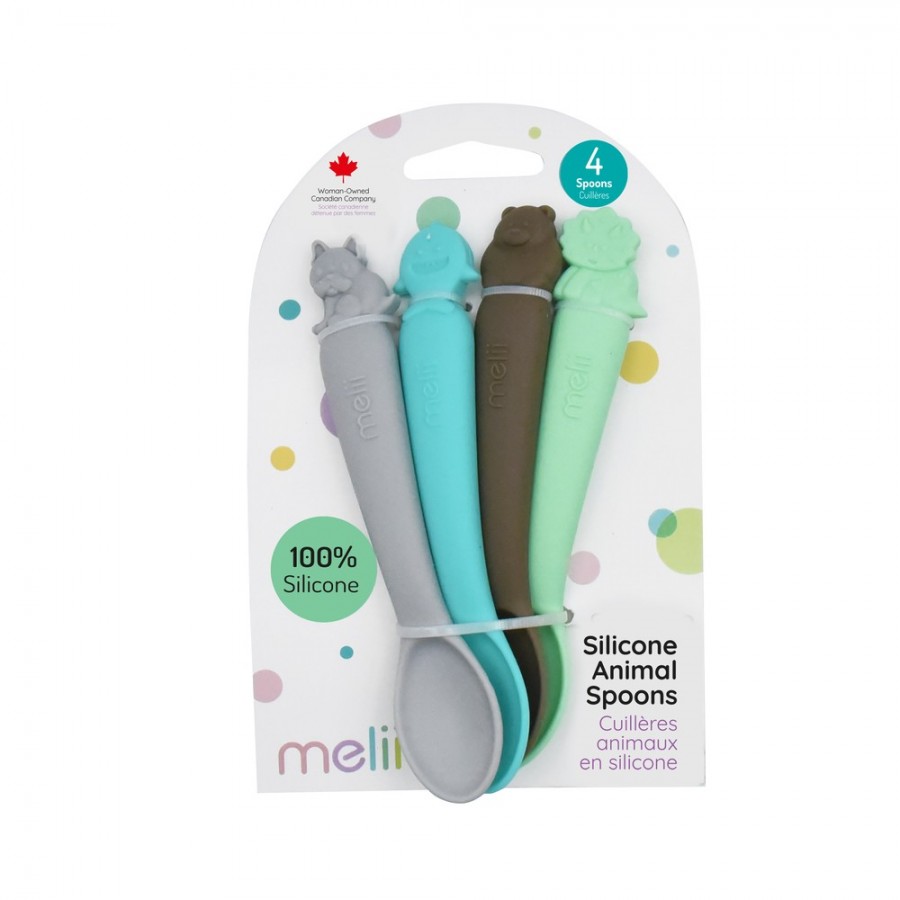 Melii – Κουτάλια Σιλικόνης με Ζωάκια 4 τεμ Μπλε (MEL28010)