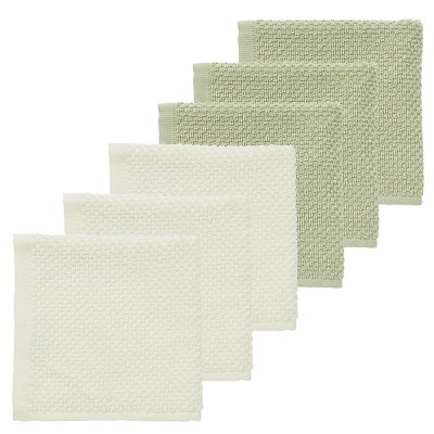 Meyco 6 Λαβέτες Πετσετάκια Popcorn Natural/Soft olive (30x30cm)  (MEY-167.205.CM.02.M6)