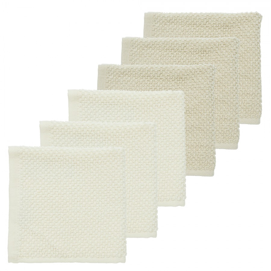 Meyco 6 Λαβέτες Πετσετάκια Popcorn Natural/Soft sand (30x30cm)  (MEY-167.205.CN.02.M6)