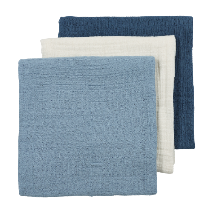 Meyco Σετ 100% Βαμβακερές Μουσελίνες 70x70cm 3 τμχ Natural/jeans blue/indigo (MEY-267.000.CW.04C) 