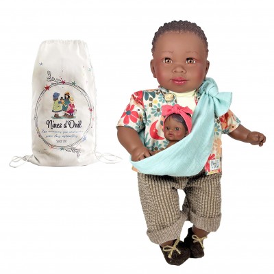 Nines D'Onil: Amir με μωρό και γαλάζιο μάρσιπο-45εκ. (NDO-6410)