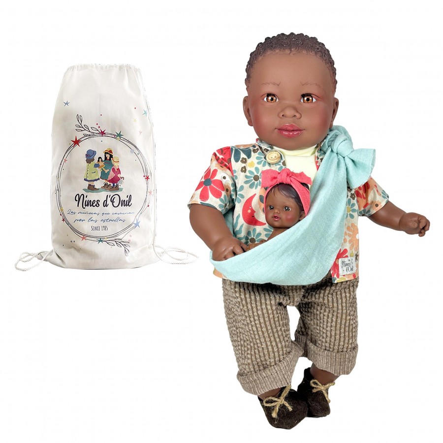 Nines D'Onil: Amir με μωρό και γαλάζιο μάρσιπο-45εκ. (NDO-6410) Nines D'Onil: Amir με μωρό και γαλάζιο μάρσιπο-45εκ. (NDO-6410)