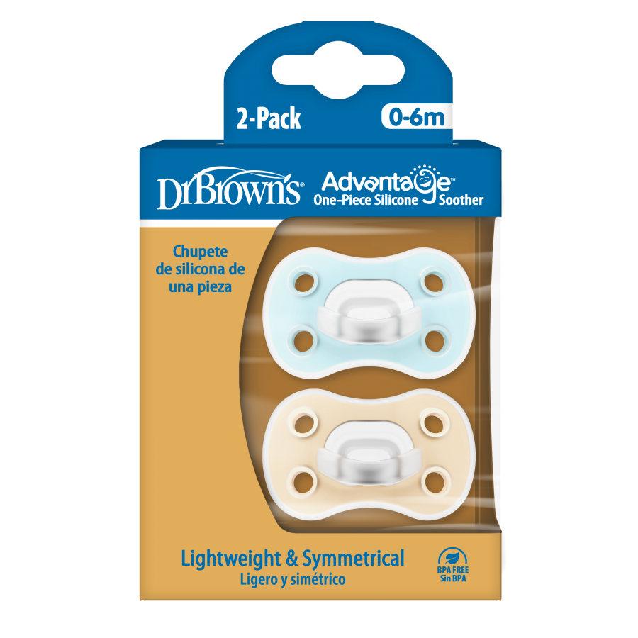 Dr Brown's Πιπίλες Σιλικόνης Advantage 0-6m Ecru and Light Blue (PA12023)