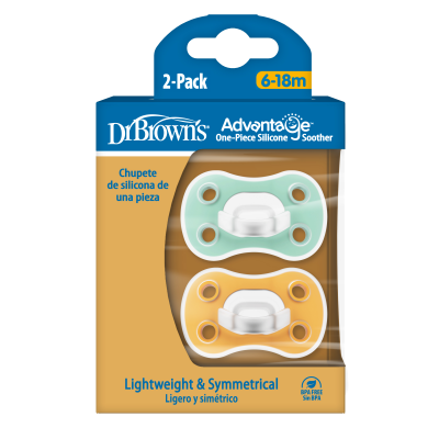 Dr Brown's Πιπίλες Σιλικόνης Advantage 6-18m Mint and Warm Yellow (PA22034)
