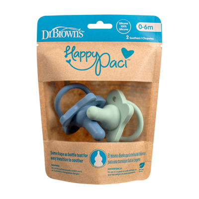 Πιπίλα HappyPaci όλο σιλικόνη σιέλ/πράσινη 2τεμ (PS12008)