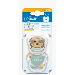 Dr. Brown's PreVent Ορθοδοντική Πιπίλα Σιλικόνης Αρκουδάκι & Zzzz Πράσινο (6-18m) 2τμχ (PV 22014)