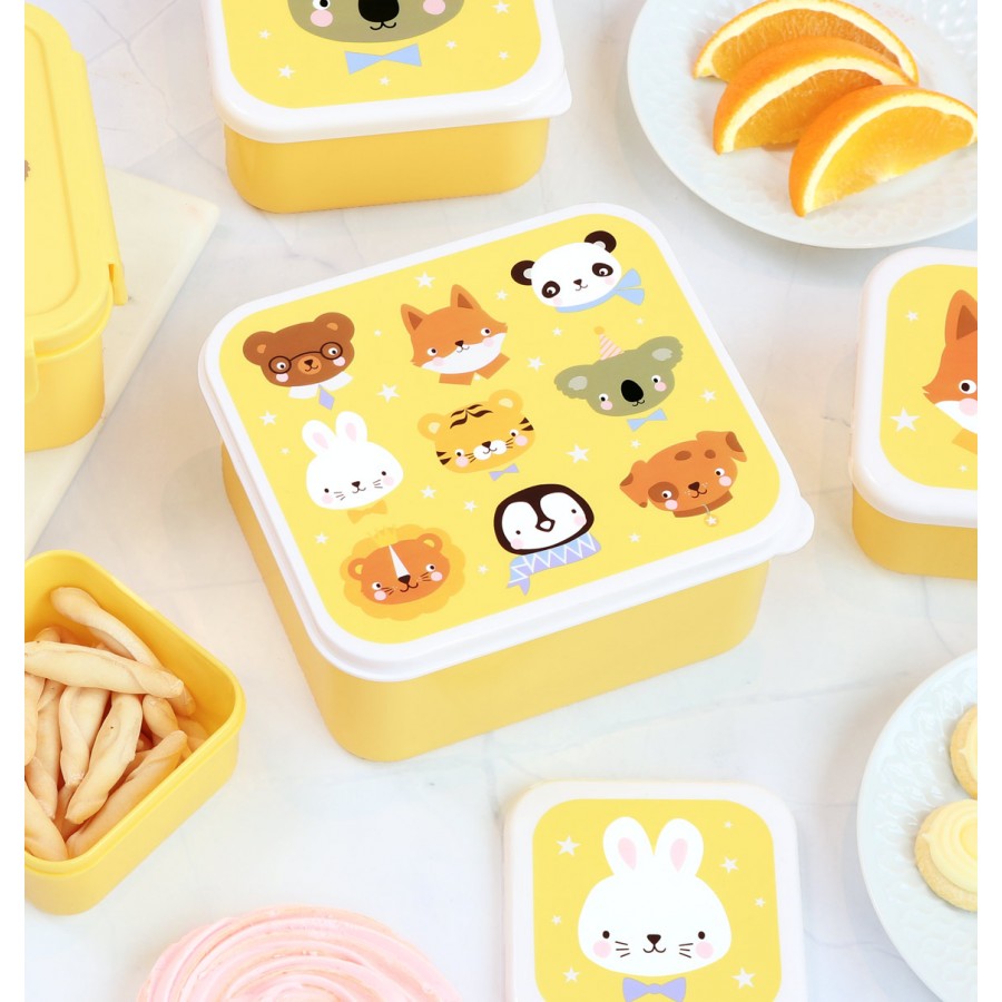 A little lovely company Σετ 4 δοχεία φαγητού Lunch & Snack Box Animal Friends (SBSEAF81)