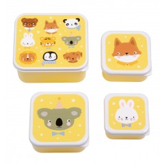 A little lovely company Σετ 4 δοχεία φαγητού Lunch & Snack Box Animal Friends (SBSEAF81)