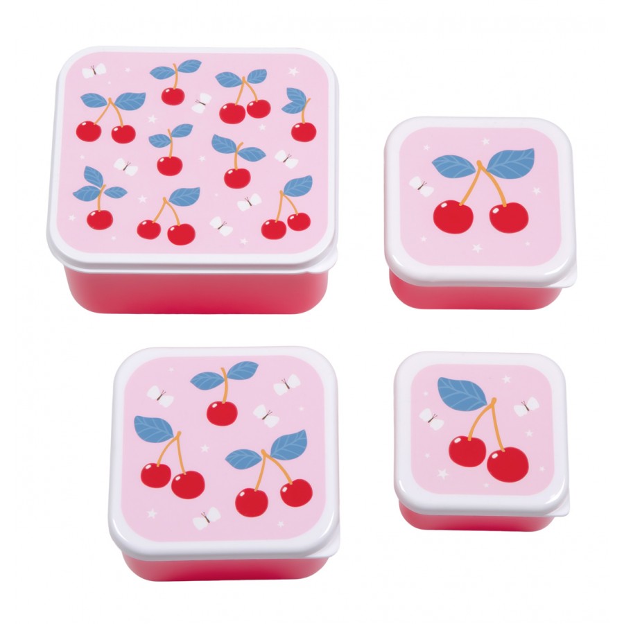 A little lovely company Σετ 4 δοχεία φαγητού Lunch & Snack Box Cherries (SBSECH82)
