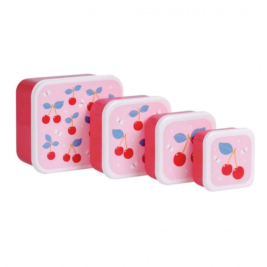 A little lovely company Σετ 4 δοχεία φαγητού Lunch & Snack Box Cherries (SBSECH82)