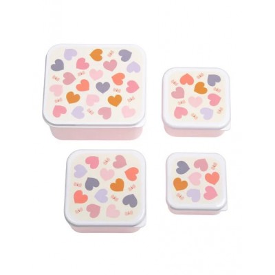 A little lovely company Σετ 4 δοχεία φαγητού Lunch & Snack Box Hearts (SBSEHE84)