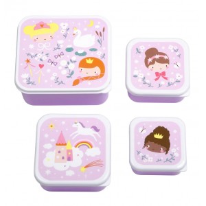 A little lovely company Σετ 4 δοχεία φαγητού Lunch & Snack Box Princesses (SBSEPR85)