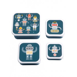 A little lovely company Σετ 4 δοχεία φαγητού Lunch & Snack Box Robots (SBSERO86)