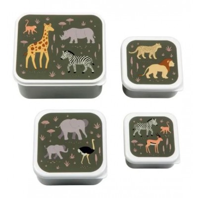 A little lovely company Σετ 4 δοχεία φαγητού Lunch & Snack Box Savana (SBSESA46)