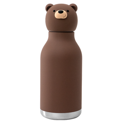 Asobu Μπουκάλι Παιδικό Παγούρι Θερμός Σιλικόνης με Καλαμάκι Non Spill 460ml Bestie Brown Bear (SBV44-BROWN BEAR)