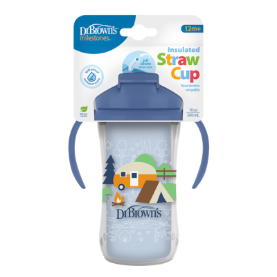 Dr. Brown's Κύπελλο Θερμός 300 ml με Καλαμάκι & Λαβές 12m+ Μπλε (TC01202)