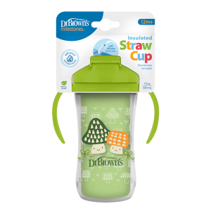 Dr. Brown's Κύπελλο Θερμός 300 ml με Καλαμάκι & Λαβές 12m+ Πράσινο (TC01203)