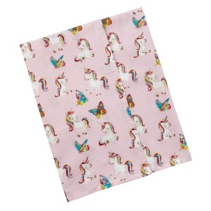 Bunnybebe Πάνα χασέ εμπριμέ (80×80), Unicorn, ροζ (780-UNICORN-ΡΟΖ)