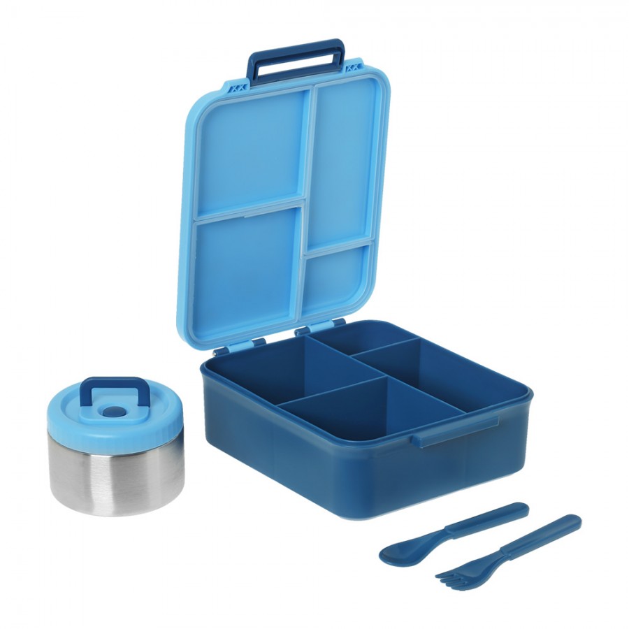 Eco Life Φαγητοδοχείο 1700ml Με Χωρίσματα & Θερμομπόλ Blue Cars (33-BO-9060)