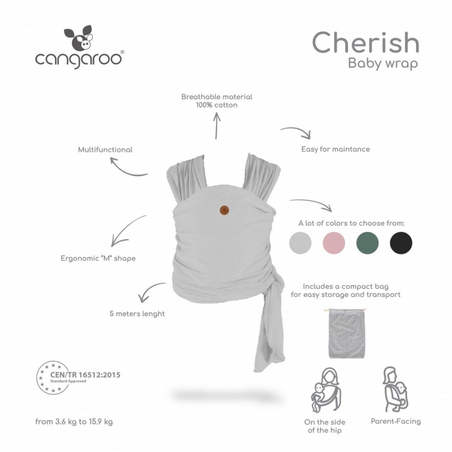 Cangaroo Μάρσιπος Wrap Sling Cherish Black (3800146267209)