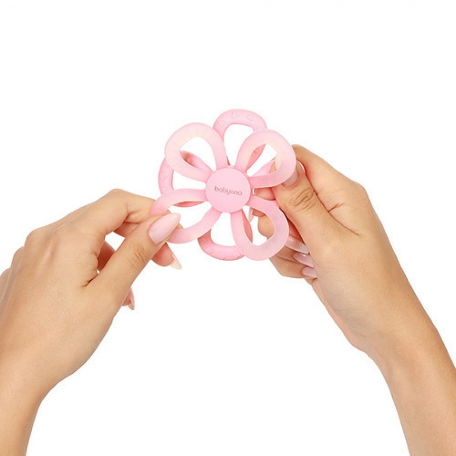BabyOno: Μασητικό από μαλακή σιλικόνη - Flower Pink (BN1596/01)