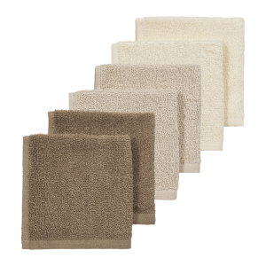 Meyco Πετσετάκια Λαβέτες Πακέτο των 6 Natural/Soft Sand/Taupe (30x30cm) (MEY-167.000.DB.02E)