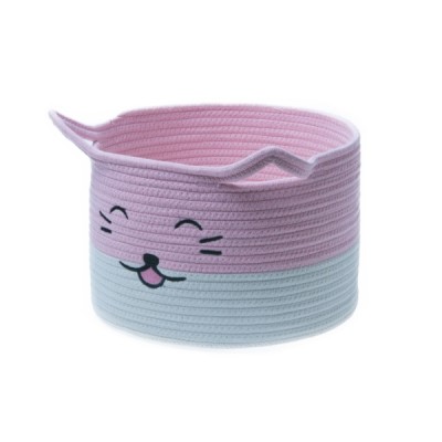 Gamberritos Πλεκτό Καλάθι Οργάνωσης Kitten Pink 30x20εκ. ( 10865-P)