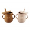 Kidnort Ποτήρι Σιλικόνης Retter με λαβές 200ml Brown (KNSIL000029)