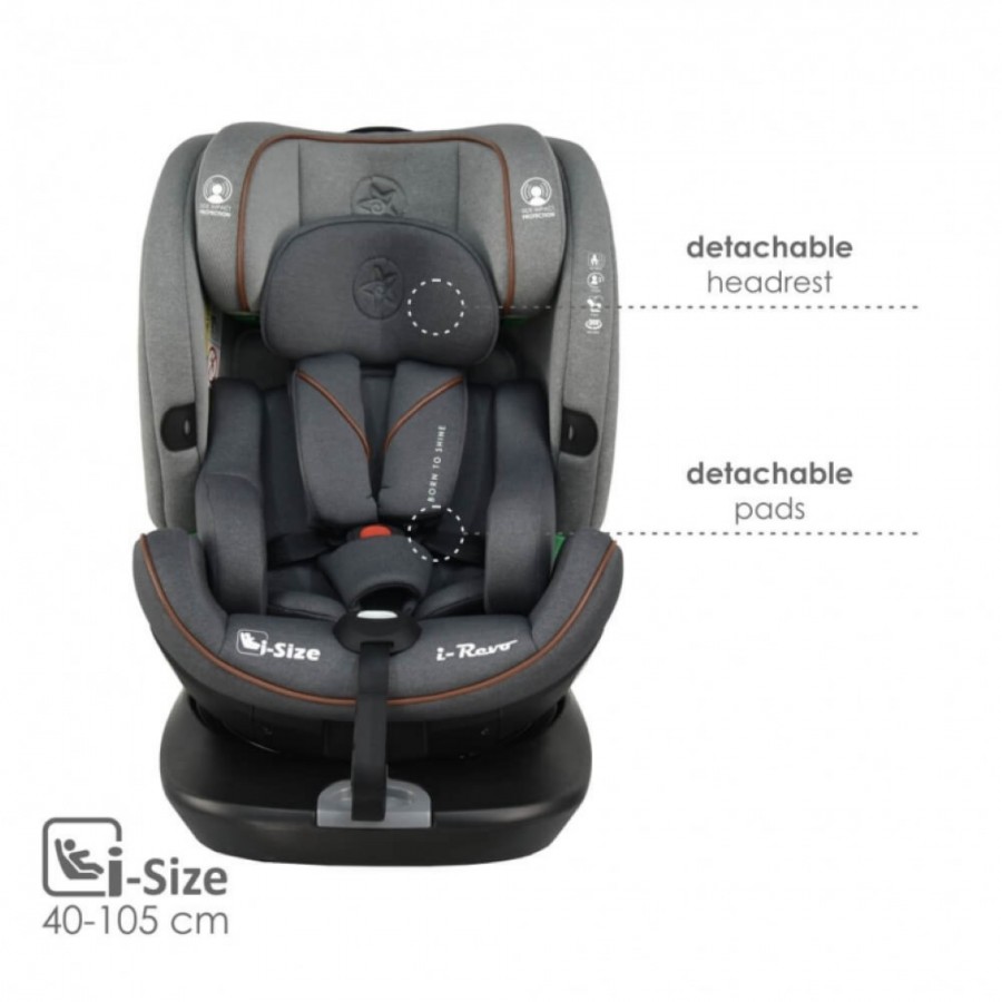 Bebestars Κάθισμα Αυτοκινήτου I-Revo Isofix i-Size 360° Grey (906-186)