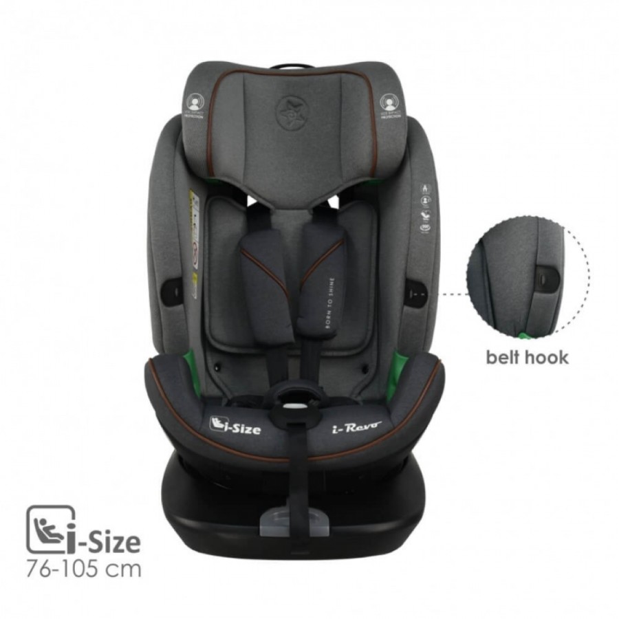 Bebestars Κάθισμα Αυτοκινήτου I-Revo Isofix i-Size 360° Grey (906-186)