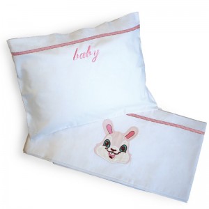 Sbhome  Σετ Σεντόνια Κούνιας με κέντημα Bunny Pink (05.00458) Sbhome  Σετ Σεντόνια Κούνιας με κέντημα Bunny Pink (05.00458)