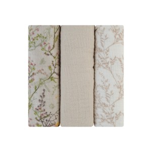 Kikkaboo Πάνες Αγκαλιάς από μουσελίνα set 3 pcs 75x75 cm Secret Garden Beige (31103010107)