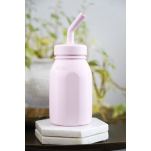 Melii – Μπουκάλι σιλικόνης με καλαμάκι Ροζ (MEL20500)