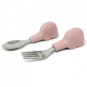 Tiny Twinkle Σετ Ανοξείδωτα Μαχαιροπίρουνα με Λαβή Σιλικόνης Elephant Ροζ (TU-Ε-PN) Tiny Twinkle Σετ Ανοξείδωτα Μαχαιροπίρουνα με Λαβή Σιλικόνης Elephant Ροζ (TU-Ε-PN)