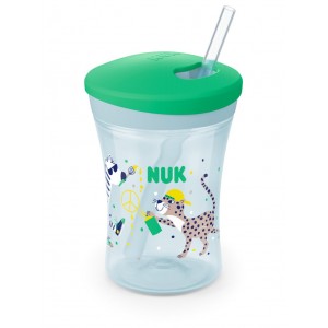 Nuk Παιδικό Ποτηράκι Action Cup  230ml με καλαμάκι που αλλάζει χρώμα Green (10255574)