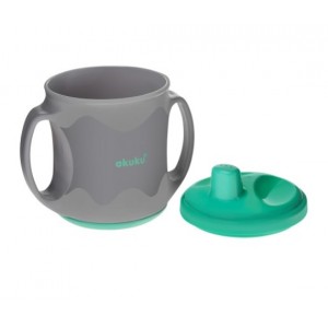 Akuku Non-spill Ποτηράκι 200 ml με Χερούλια Γκρι Τυρκουάζ (A0422) Akuku Non-spill Ποτηράκι 200 ml με Χερούλια Γκρι Τυρκουάζ (A0422)