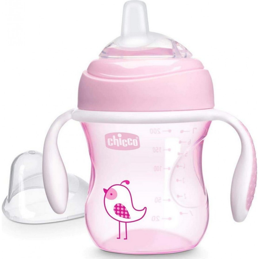 Εκπαιδευτικό κύπελλο  Chicco Cup 4m+ Soft Silicone Glove Pink 200ml (06911-10)