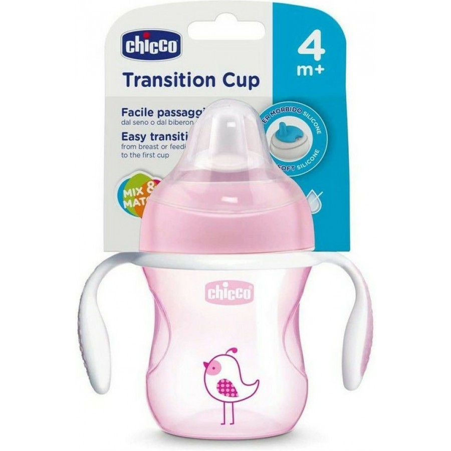 Εκπαιδευτικό κύπελλο  Chicco Cup 4m+ Soft Silicone Glove Pink 200ml (06911-10)