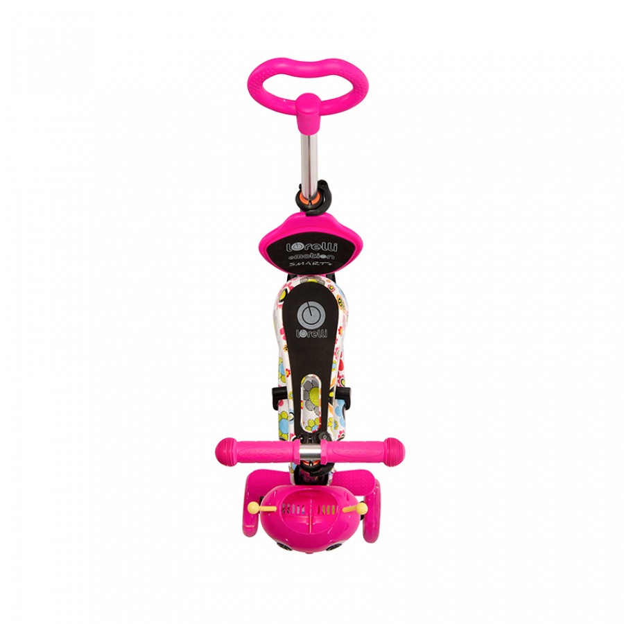 Lorelli Bertoni Scooter Smart Plus Pink Flowers Με χειρολαβή Γονέα (10390030016)