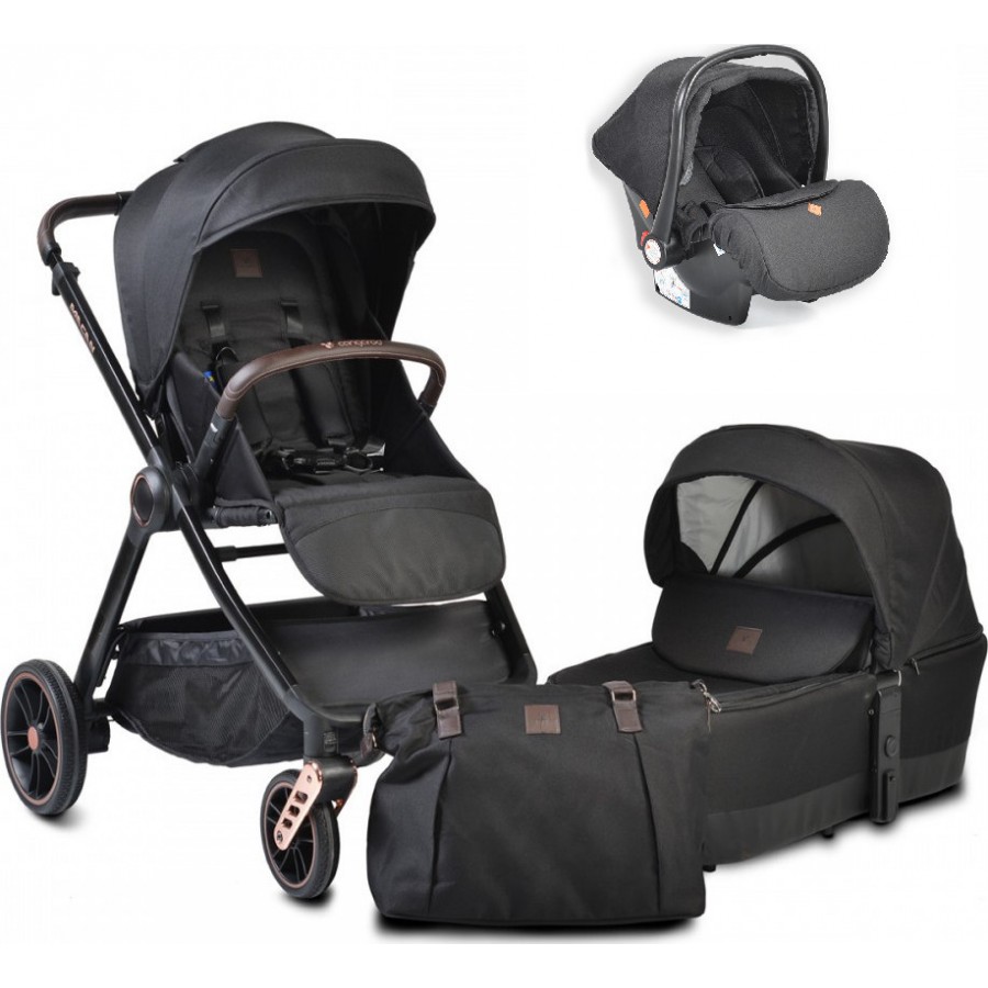 Cangaroo Καρότσι  3 σε 1 Macan Black με Car Seat I-size (3800146235291)