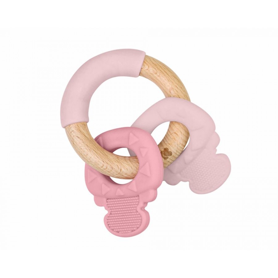 Kikka Boo Μασητικό Σιλικόνης και Ξύλο Keys Pink (31303020052)