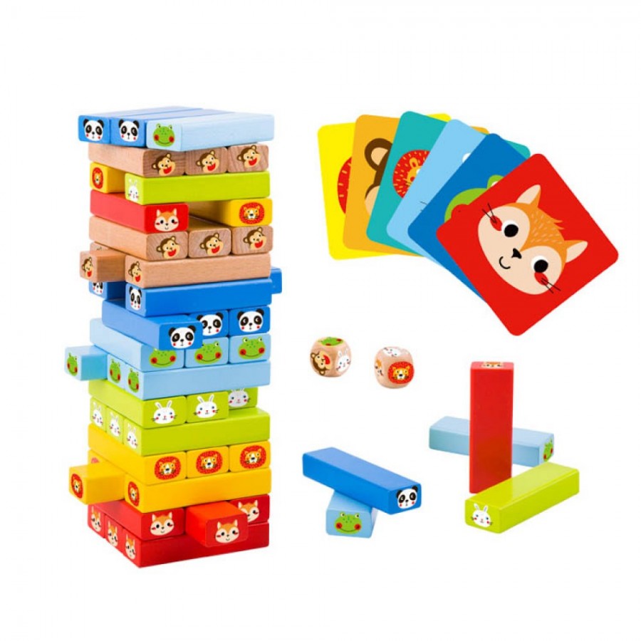Tooky Toys Παιχνίδι Στοίβαξης & Ισορροπίας με Ζωάκια από Ξύλο για 36+ Μηνών (6970090042775)