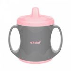 Akuku Non-spill Ποτηράκι 200 ml με Χερούλια Γκρι Ροζ (A523) Akuku Non-spill Ποτηράκι 200 ml με Χερούλια Γκρι Ροζ (A523)