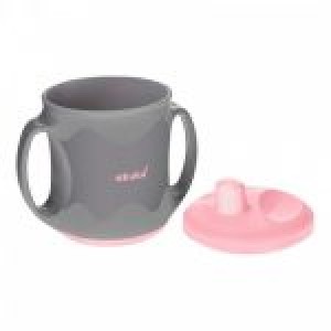 Akuku Non-spill Ποτηράκι 200 ml με Χερούλια Γκρι Ροζ (A523) Akuku Non-spill Ποτηράκι 200 ml με Χερούλια Γκρι Ροζ (A523)