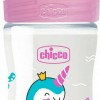 Chicco Well Being, Πλαστικό Μπιμπερό Θηλή Σιλικόνης 0m+ Ροζ 150ml (A60-28611-10)