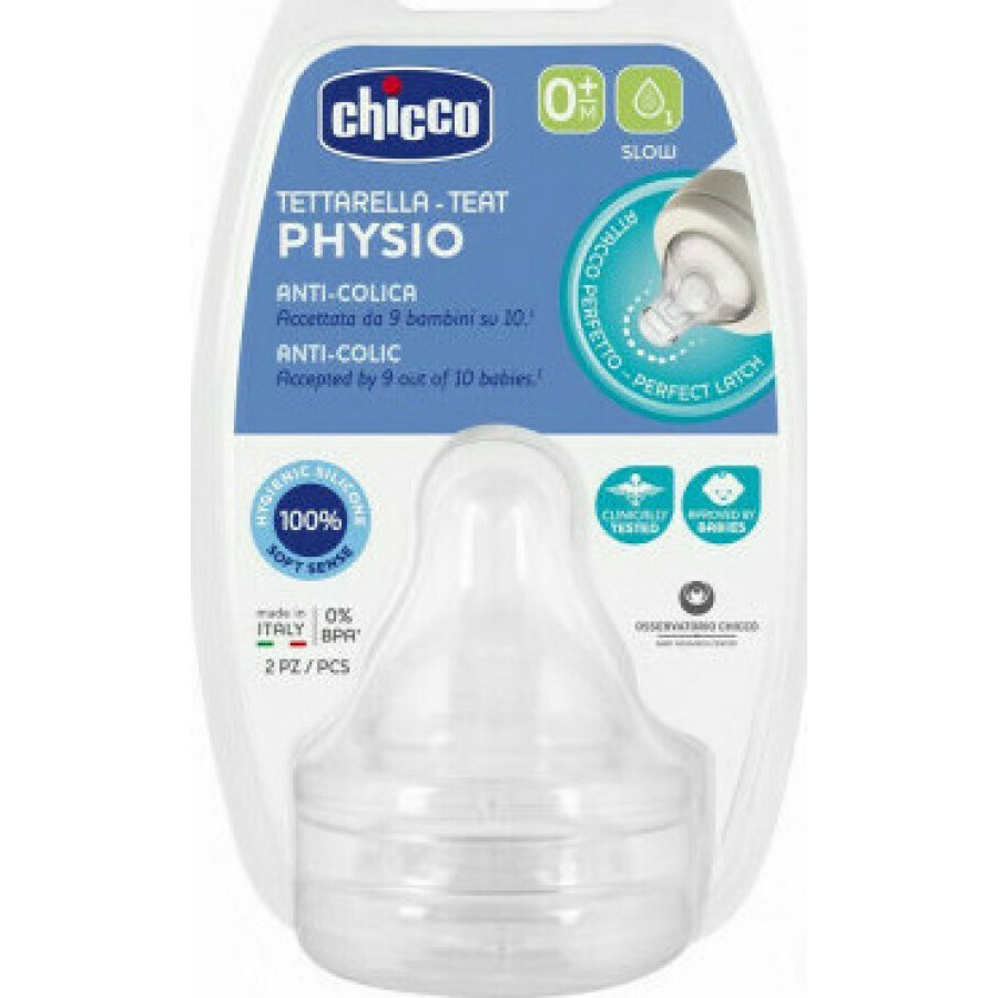 Chicco Θηλή Σιλικόνης Ρ5 Ροή Φαγητού 0m+ 2τμχ (B50-20311-00)