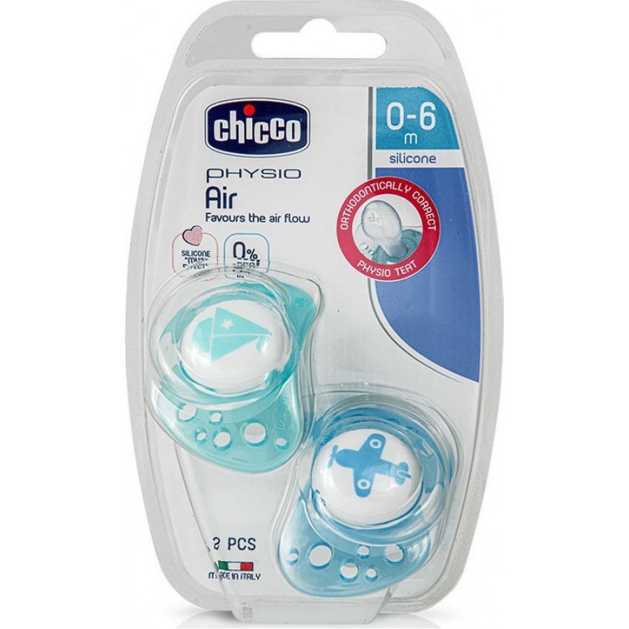 Chicco Physio Air Ορθοδοντική Σιλικόνης Σιελ 0-6m 2τμχ (C20-75030-21)