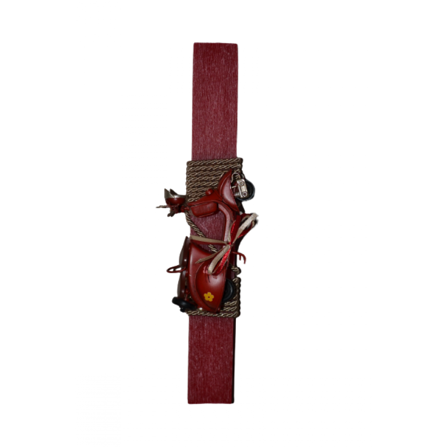 Χειροποίητη Αρωματική Λαμπάδα Με Μεταλλική Vintage Κόκκινη Βέσπα (2022215)